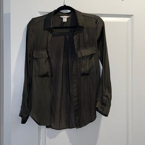 Green button down blouse